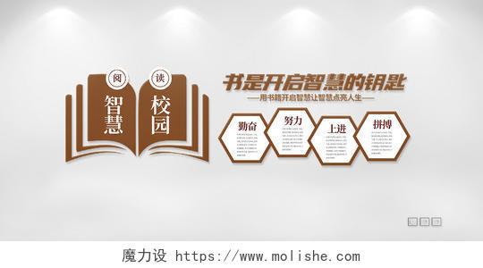 中国风读书阅读文化读书中式文化墙智慧校园文化墙